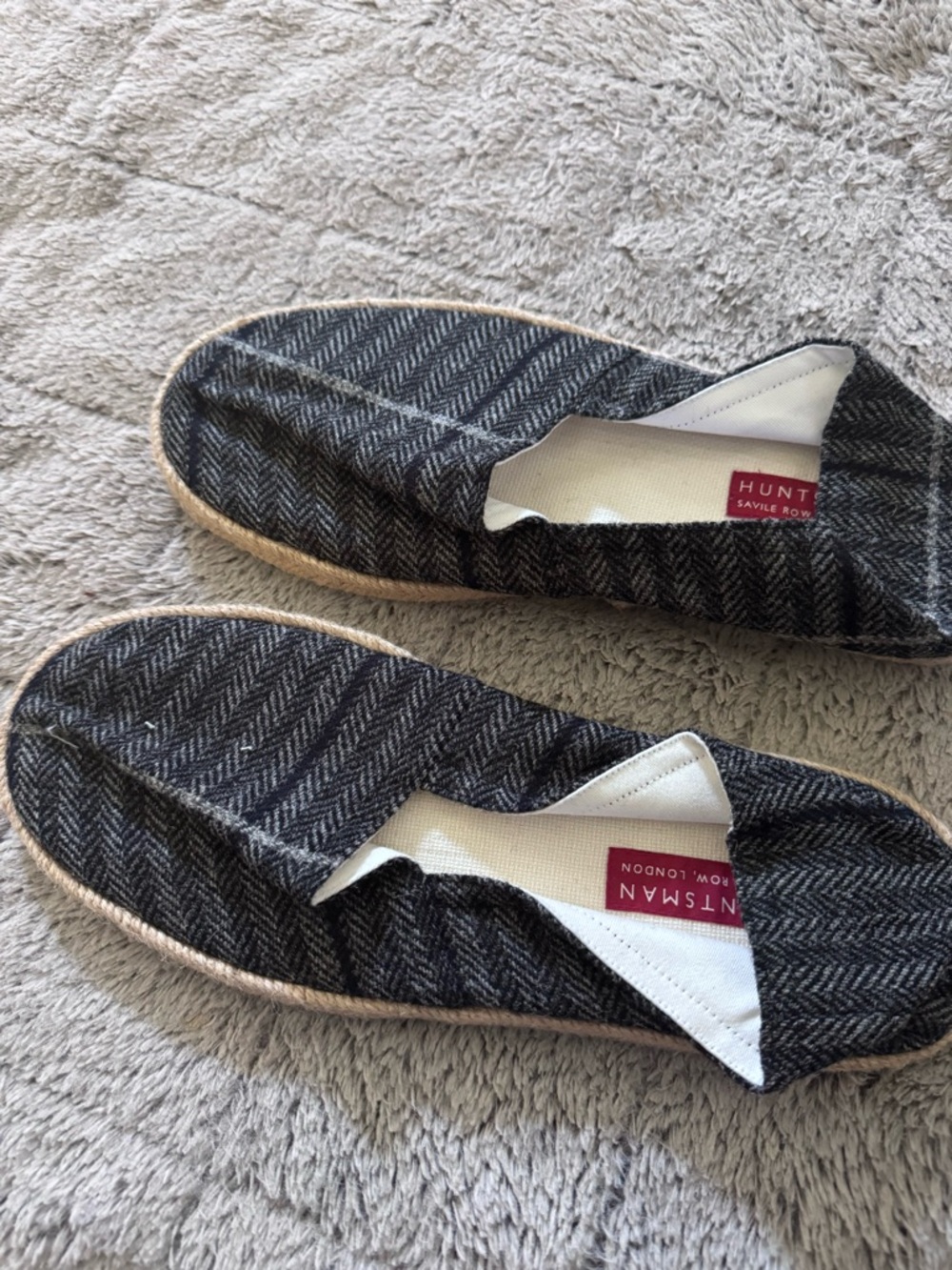 Men’s Charcoal Herringbone Slip-On Espadrilles
